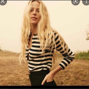 Doen Paola tee in navy and white stripe size XS.